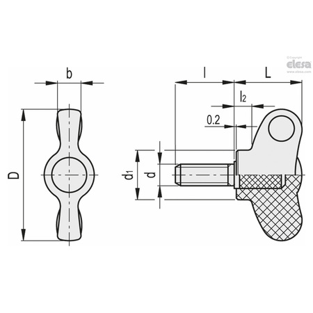Elesa Thumb Screw, M6-10 Thread Size, Wing, Zinc Plated Steel, 16.5 mm Head Ht, 10 mm Lg CWN-p